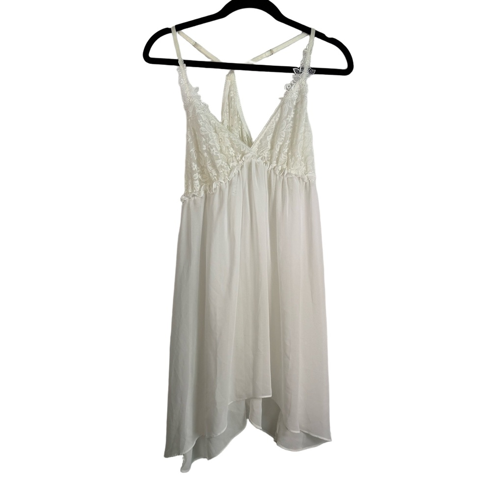 INTIMO Donatella Dress Top XL Ivory Lingerie Vintage Lace Sheer Indie Y2K